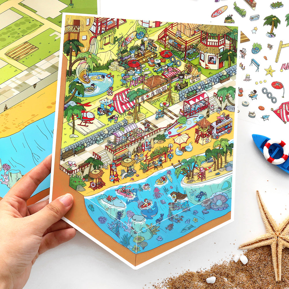 Resort Series 3D Sticker | 2 Cute Miniature Scenes