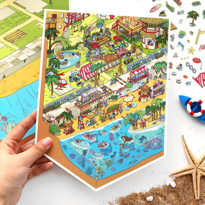Resort Series 3D Sticker | 2 Cute Miniature Scenes