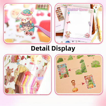 Bunny’s Dreamy Village 3D Sticker | 4 Cute Miniature Scenes