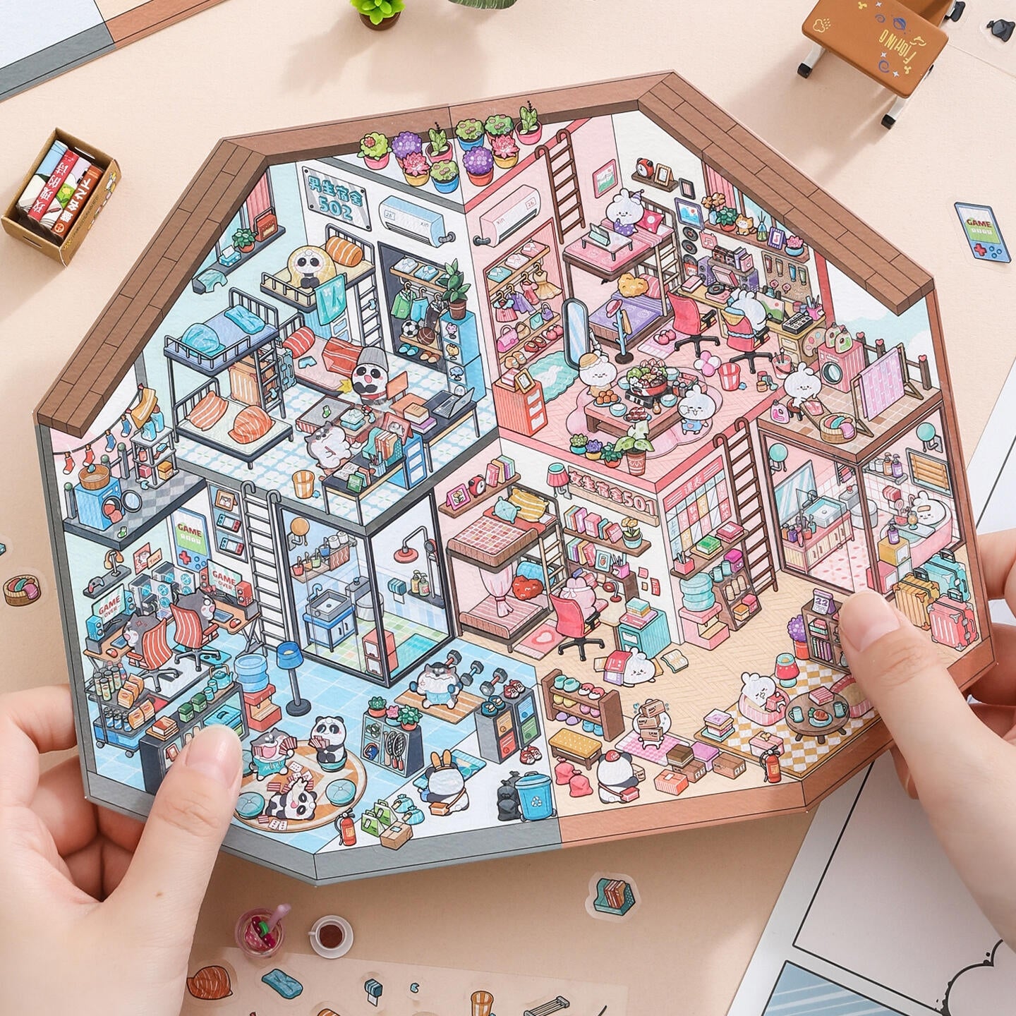 Two Lifes 3D Sticker | 2 Cute Miniature Scenes