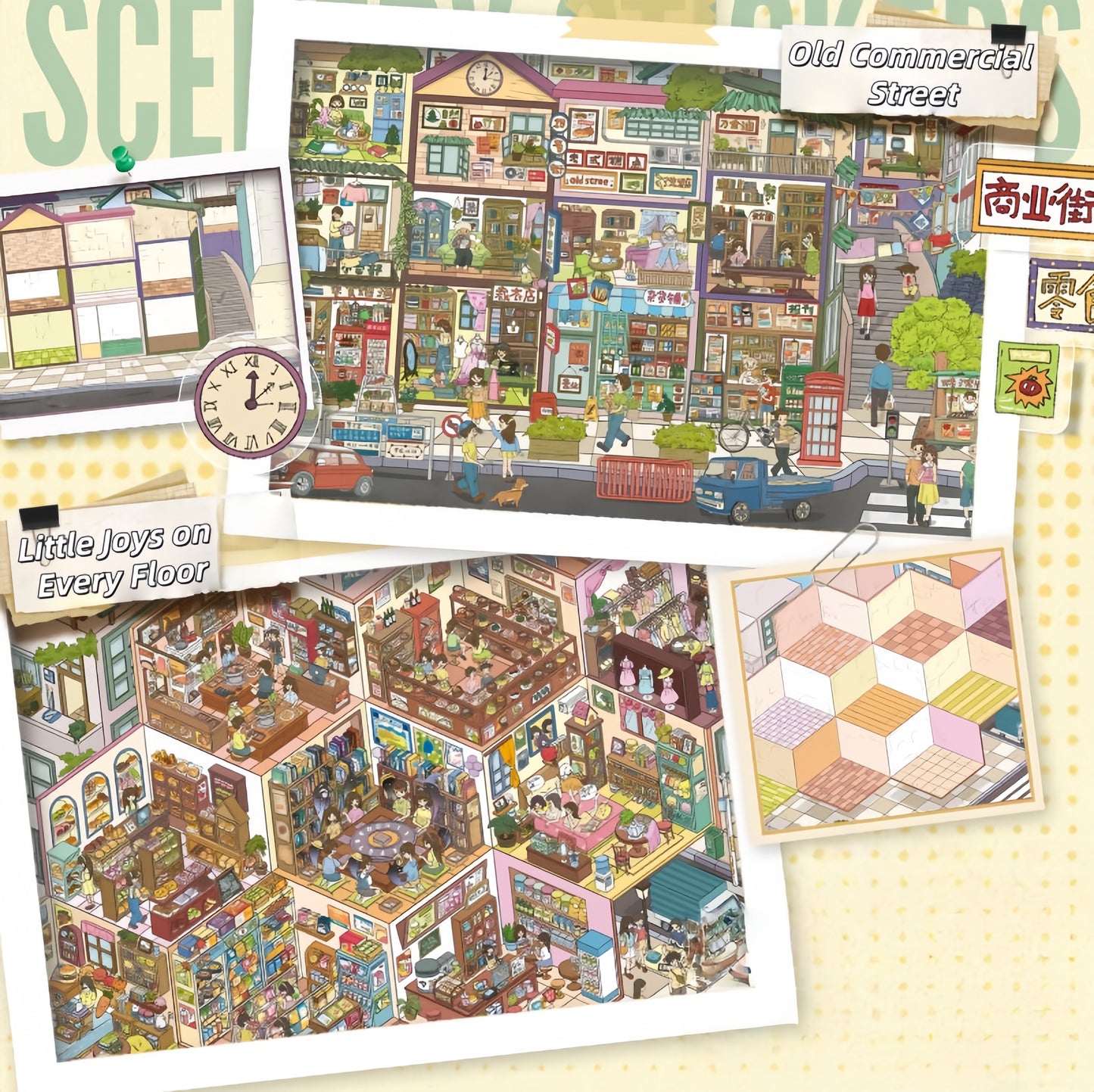 Stories Between Floors 3D Sticker | 2 Cute Miniature Scenes