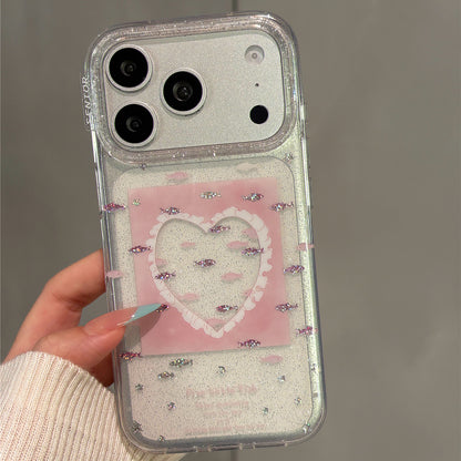 Girl Pink Hollow Heart Gilt Goldfish Acrylic Phone Case