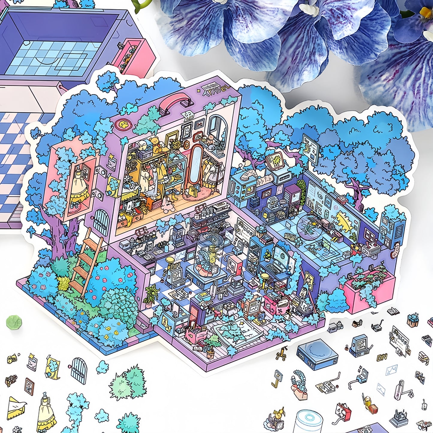 My Home 3D Sticker | 4 Cute Miniature Scenes