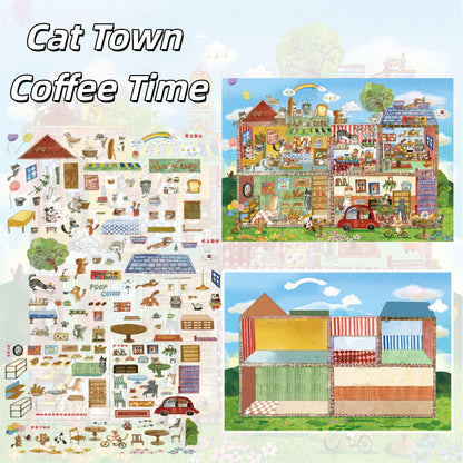 Meow Dream Town 3D Sticker | 6 Cute Miniature Scenes