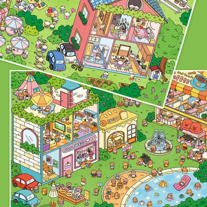 Cute Animal's Park 3D Sticker | 2 Cute Miniature Scenes