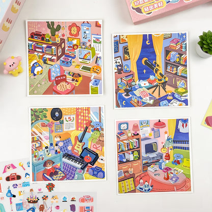 Cozy Rooms 3D Sticker Book
