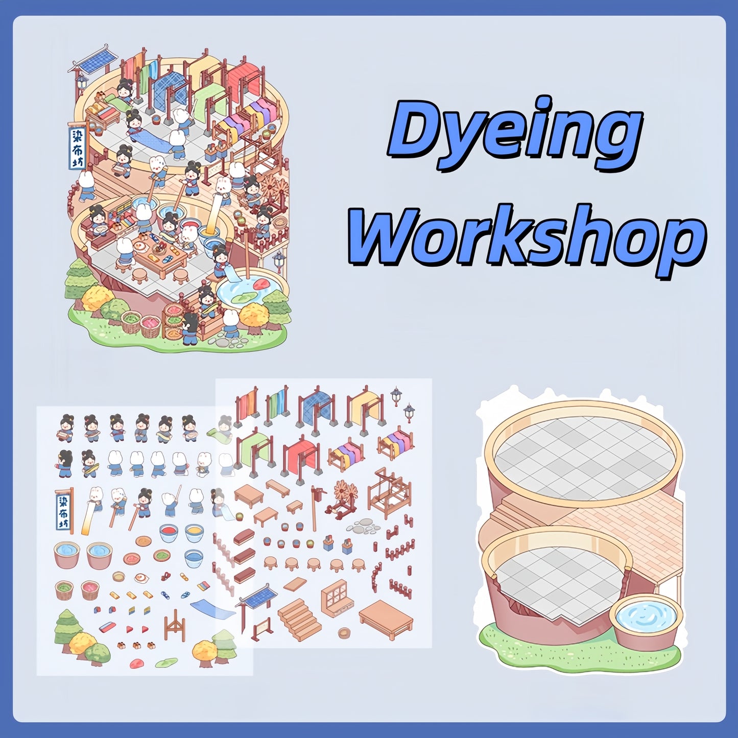 Ancient Shops 3D Sticker | 4 Cute Miniature Scenes