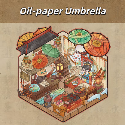 Intangible Cultural Heritage 3D Sticker | 4 Cute Miniature Scenes