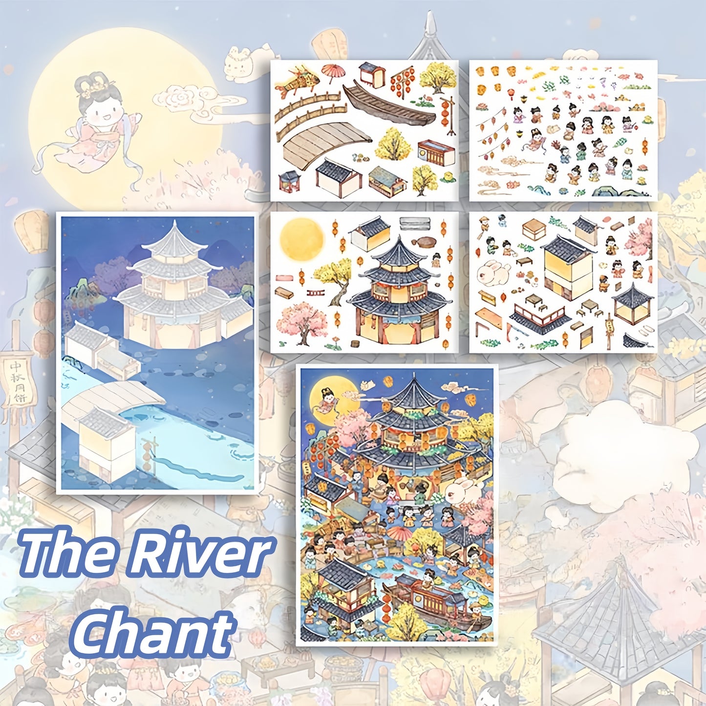 Life in the Town 3D Sticker | 3 Cute Miniature Scenes