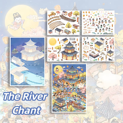 Life in the Town 3D Sticker | 3 Cute Miniature Scenes