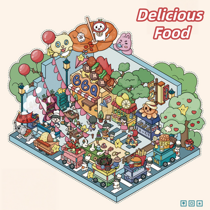 Daily Life Series 3D Sticker | 4 Cute Miniature Scenes