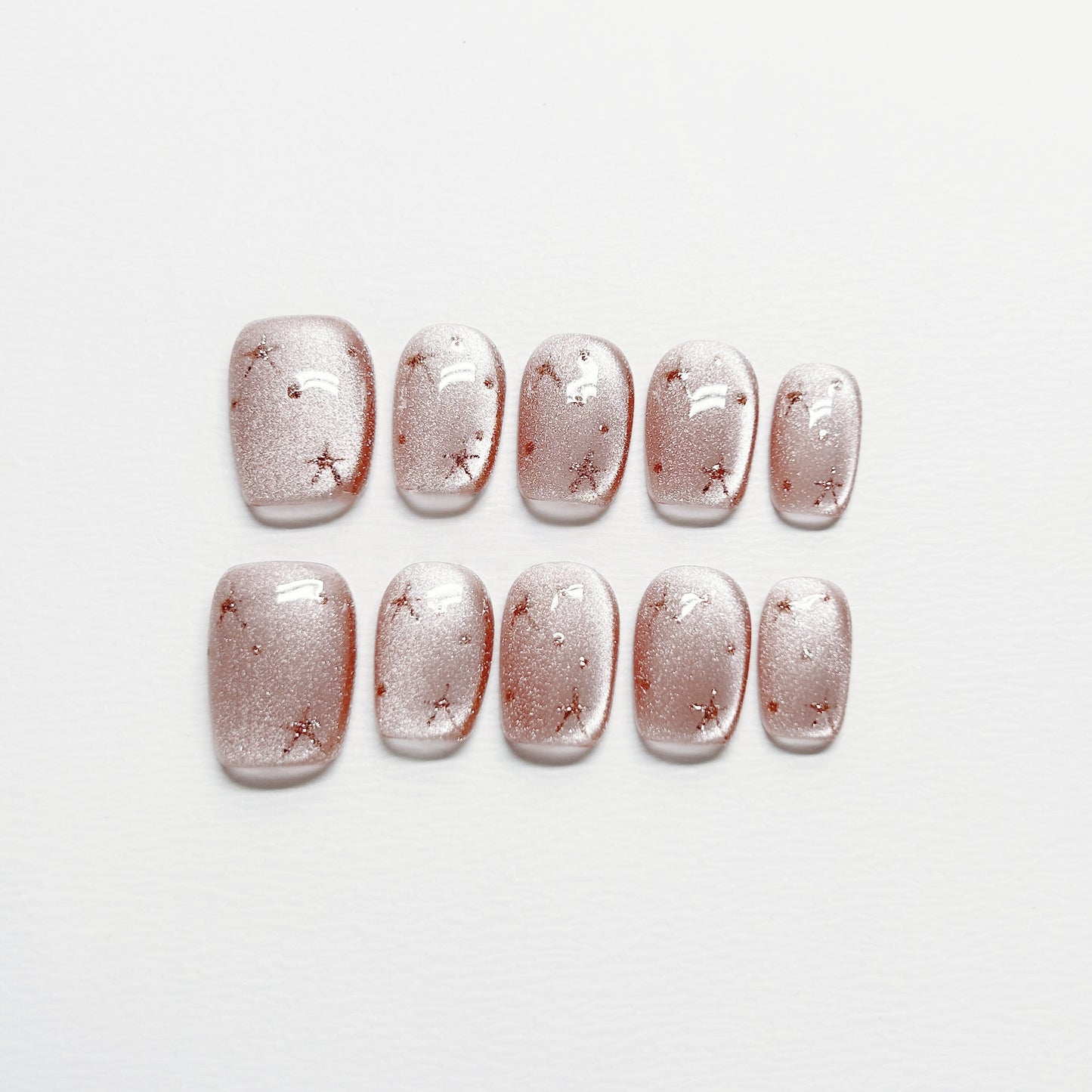 Pink Star Cat-eye Nail - Medium Square/Short Almond