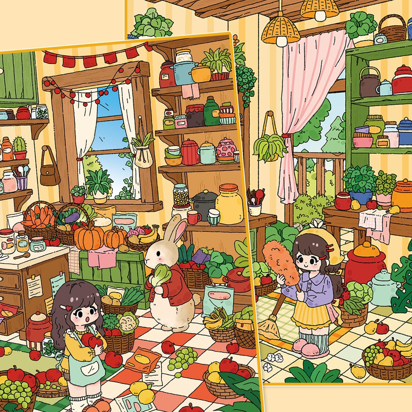 Mr. Rabbit's House 3D Sticker | 2 Cute Miniature Scenes