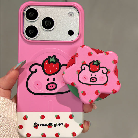 Strawberry Pig Magnetic Stand Acrylic Phone Case