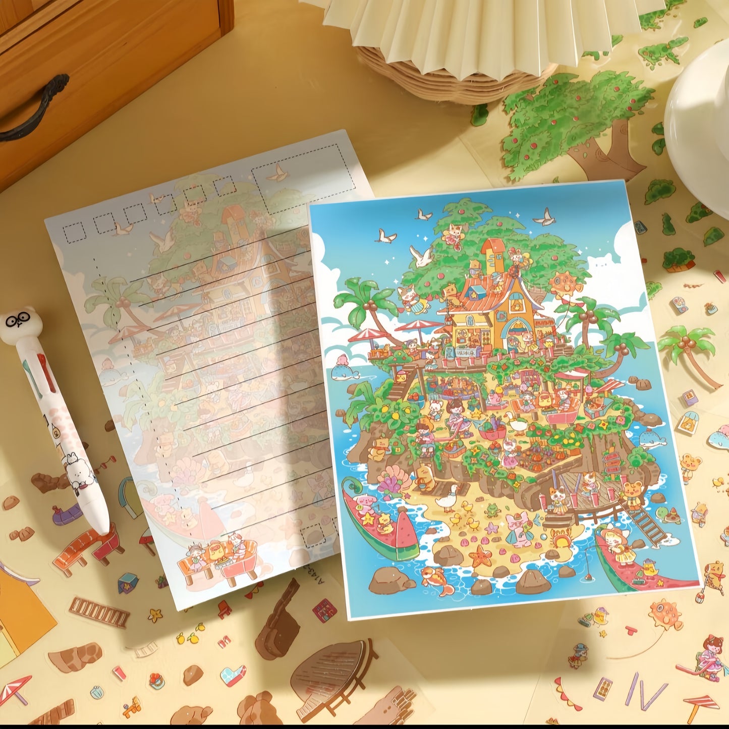 Floating Signal 3D Sticker | 3 Cute Miniature Scenes