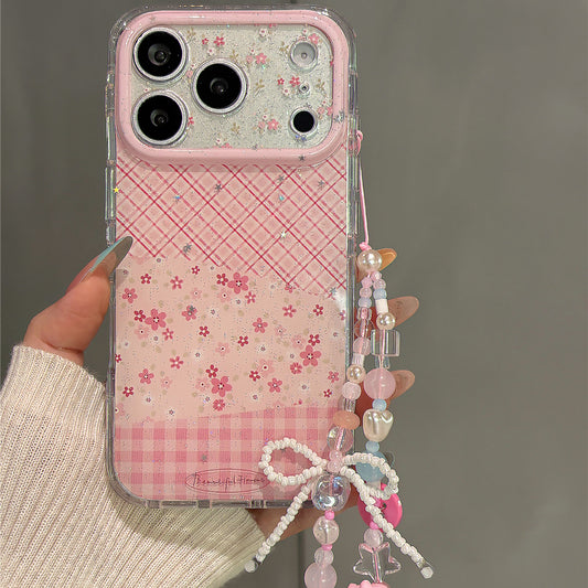 Pink Plaid & Flowers Acrylic Phone Case