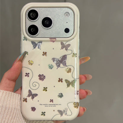 Cream White Flower Butterfly Acrylic Phone Case