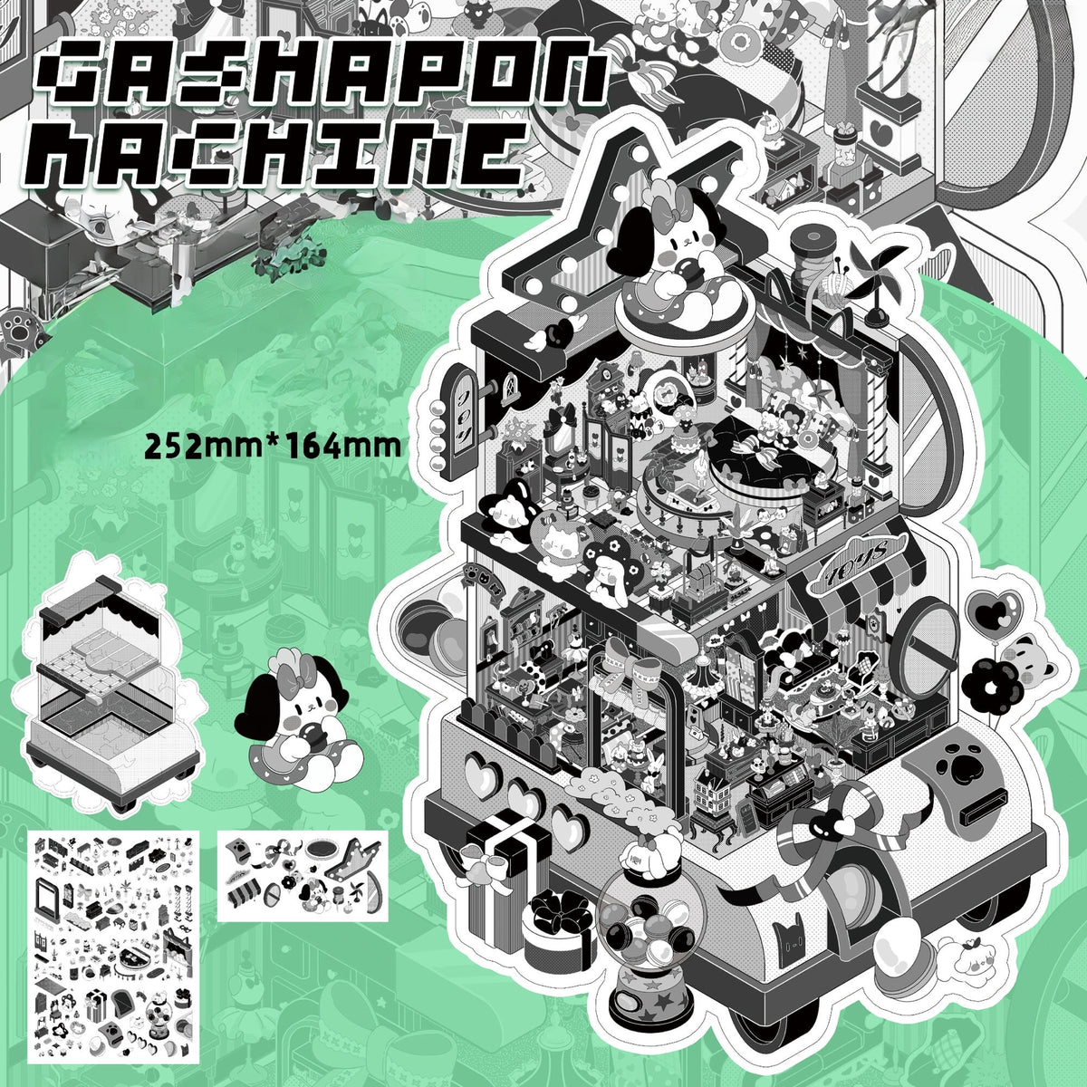 Retro Machines 3D Sticker | 4 Cute Miniature Scenes