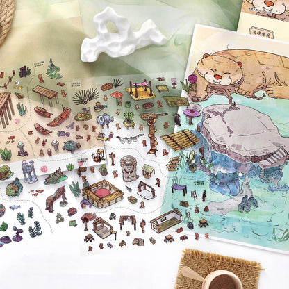 Mystic Isle 3D Sticker | 2 Cute Miniature Scenes