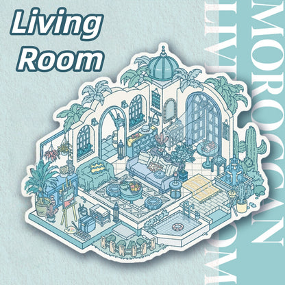 European Room 3D Sticker | 3 Cute Miniature Scenes