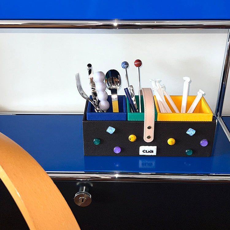 3-in-1 Divided Leather Desk Organizer