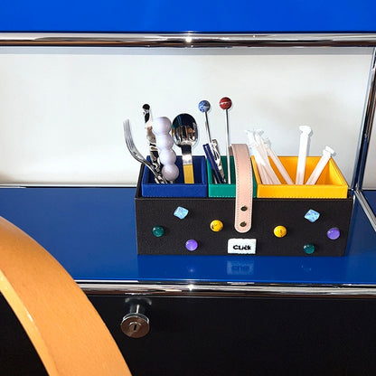 3-in-1 Divided Leather Desk Organizer