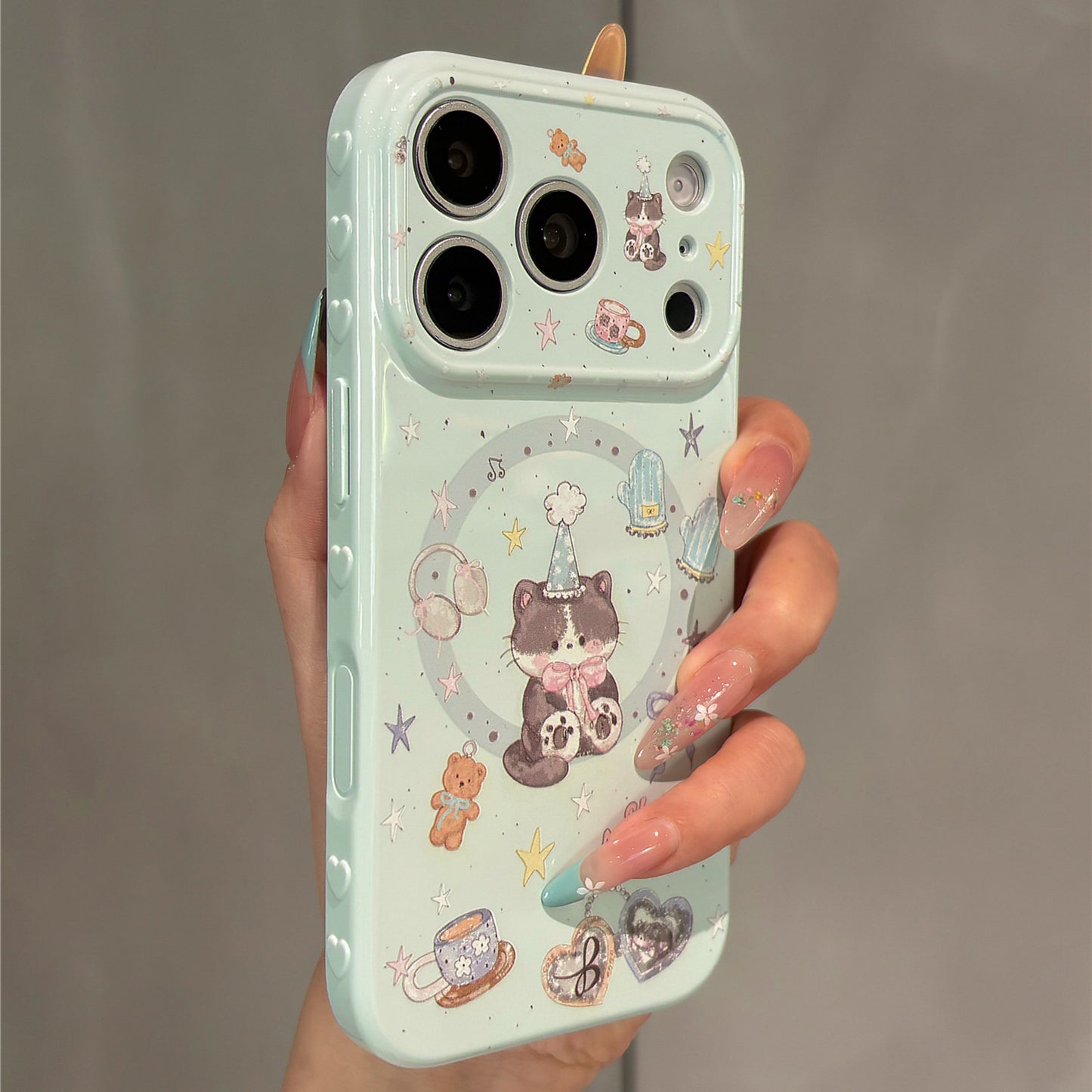 Coffee Bear & Kitty Magnetic Stand Acrylic Phone Case