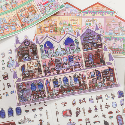 Fantasy Buildings 3D Sticker | 4 Cute Miniature Scenes