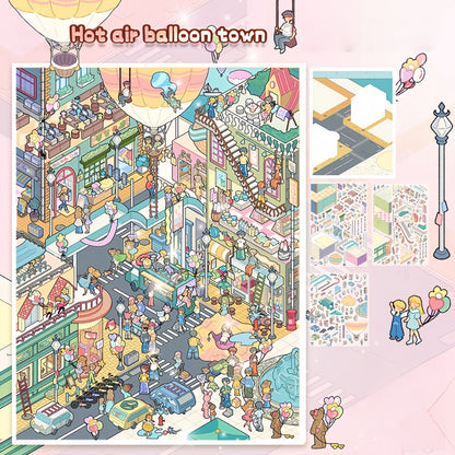 Dreamy Village 3D Sticker | 4 Cute Miniature Scenes