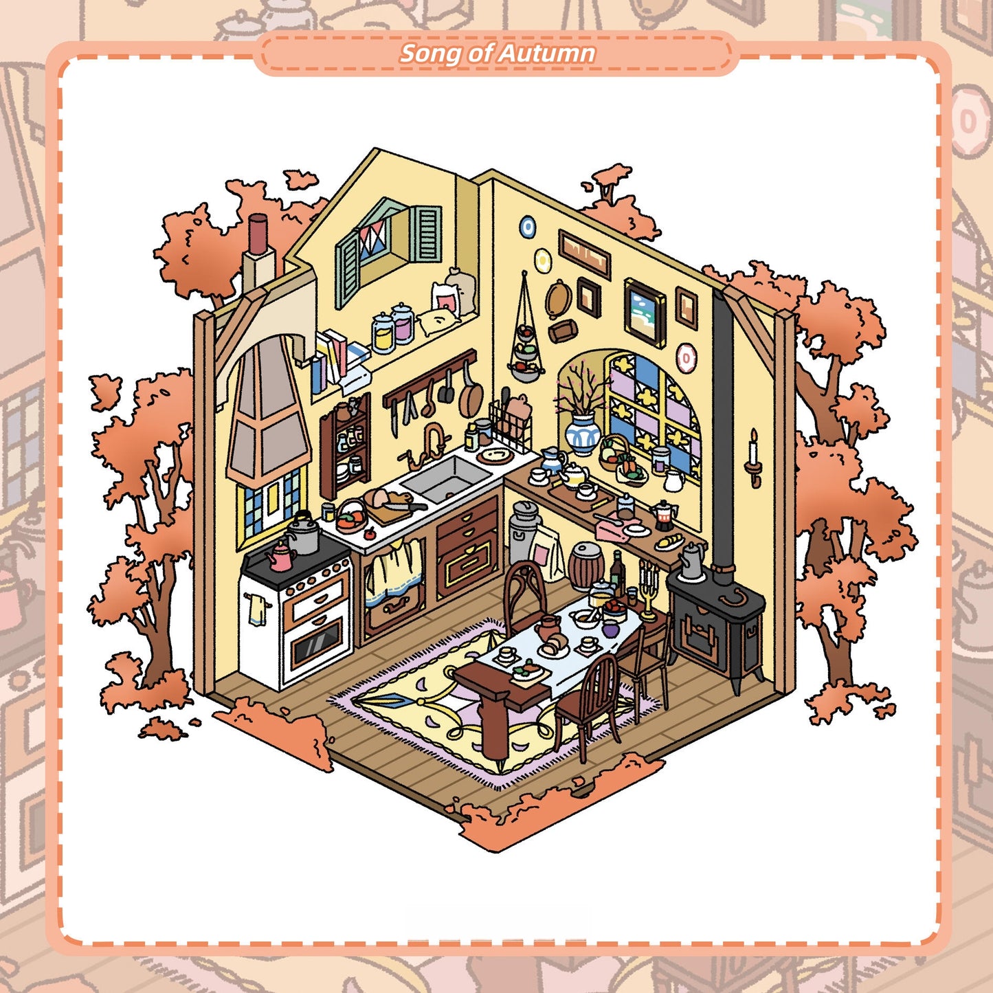Four Seasons Song 3D Sticker | 4 Cute Miniature Scenes