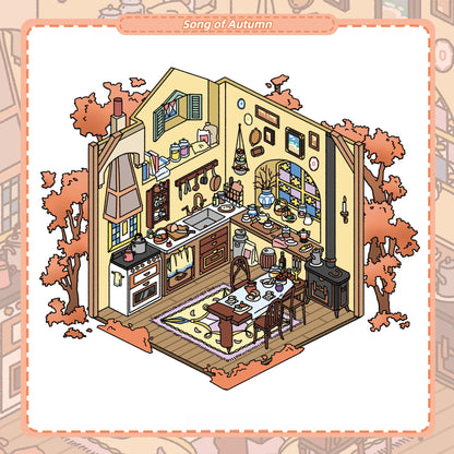 Four Seasons Song 3D Sticker | 4 Cute Miniature Scenes