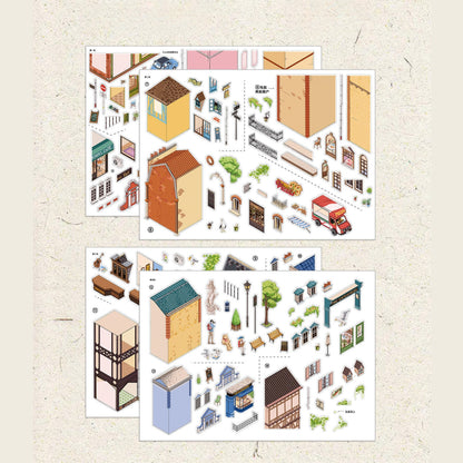 Vintage Town 3D Sticker