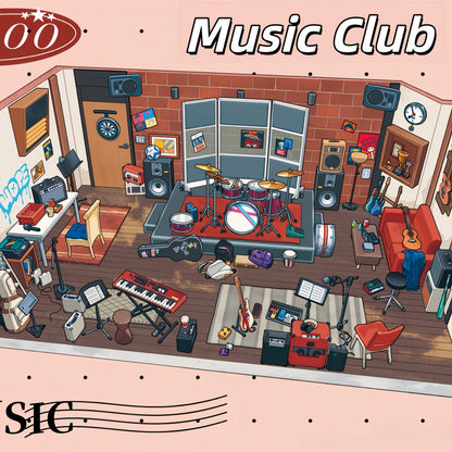 Rooms & Clubs 3D Sticker | 4 Cute Miniature Scenes