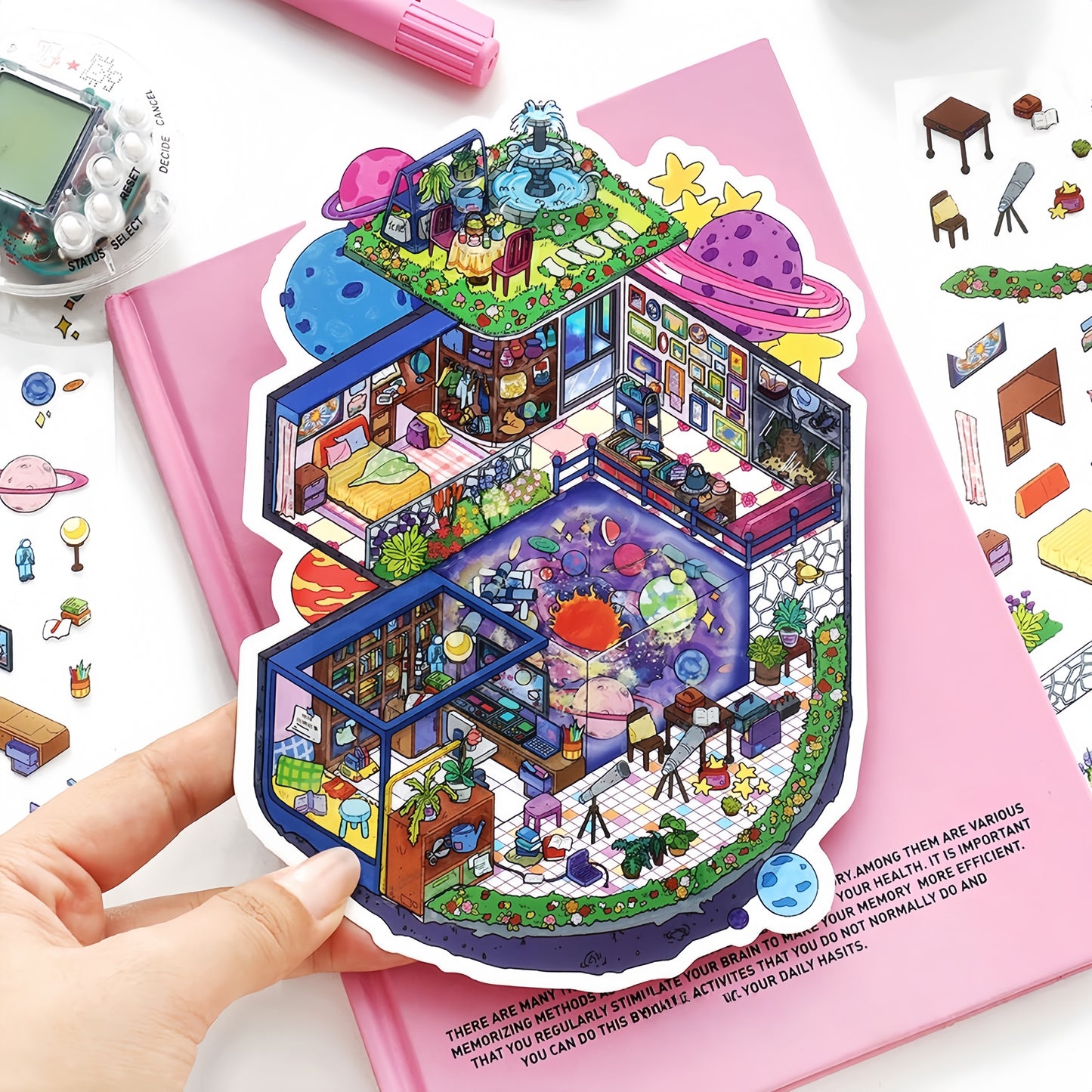 Curious Realms 3D Sticker | 4 Cute Miniature Scenes