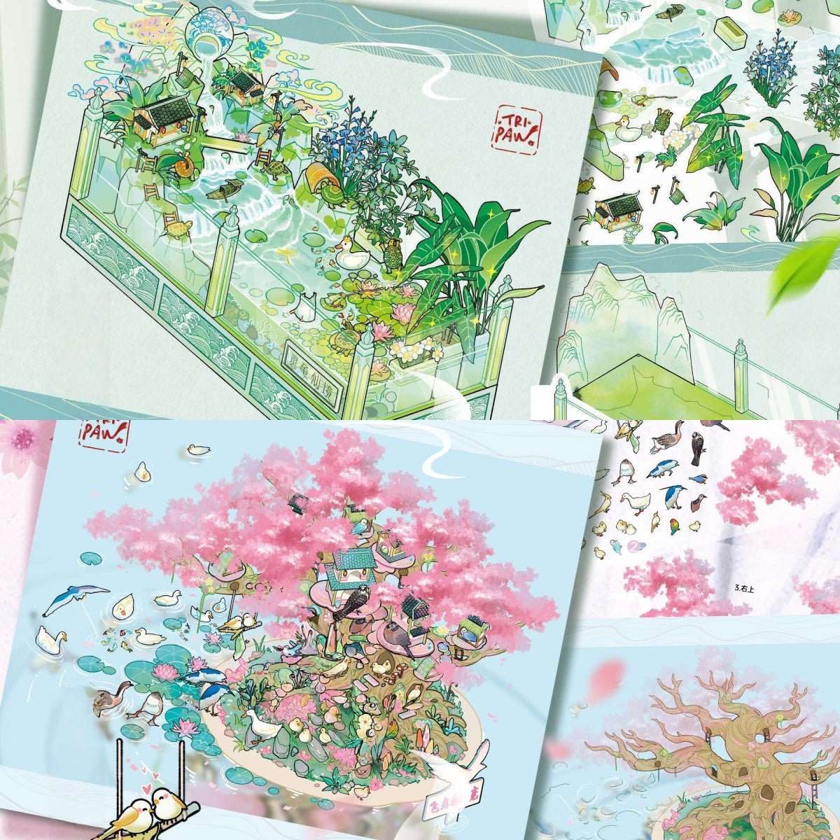Universal Realm 3D Sticker | 6 Cute Miniature Scenes