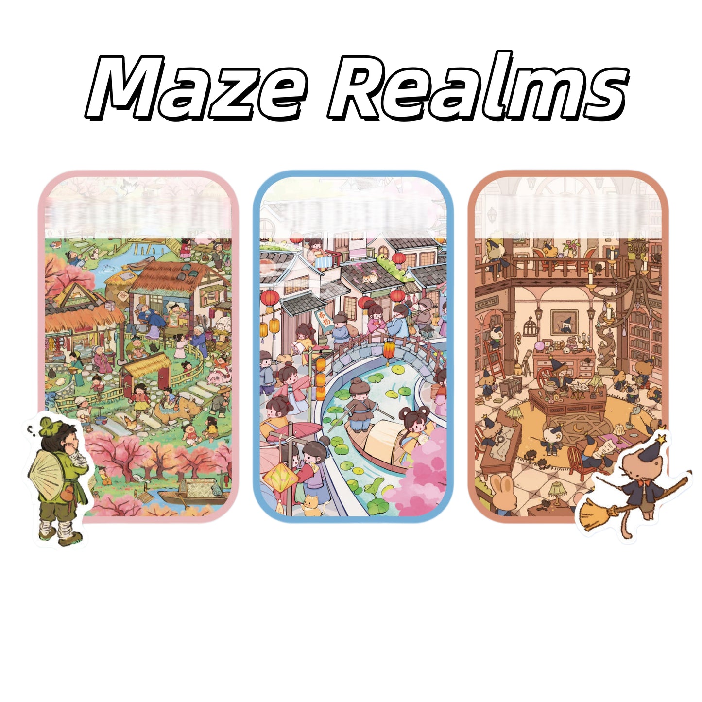 Maze Realms 3D Sticker | 3 Cute Miniature Scenes