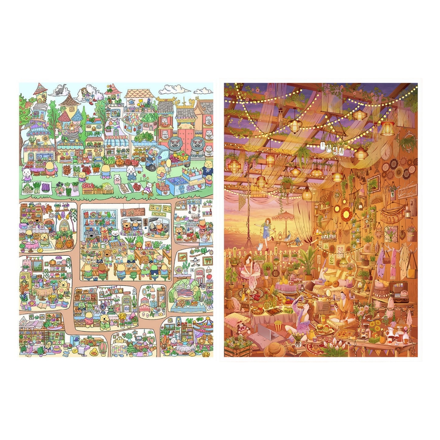 Hour of Gathering 3D Sticker | 2 Cute Miniature Scenes