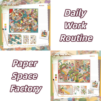 Working Daily Life 3D Sticker | 2 Cute Miniature Scenes