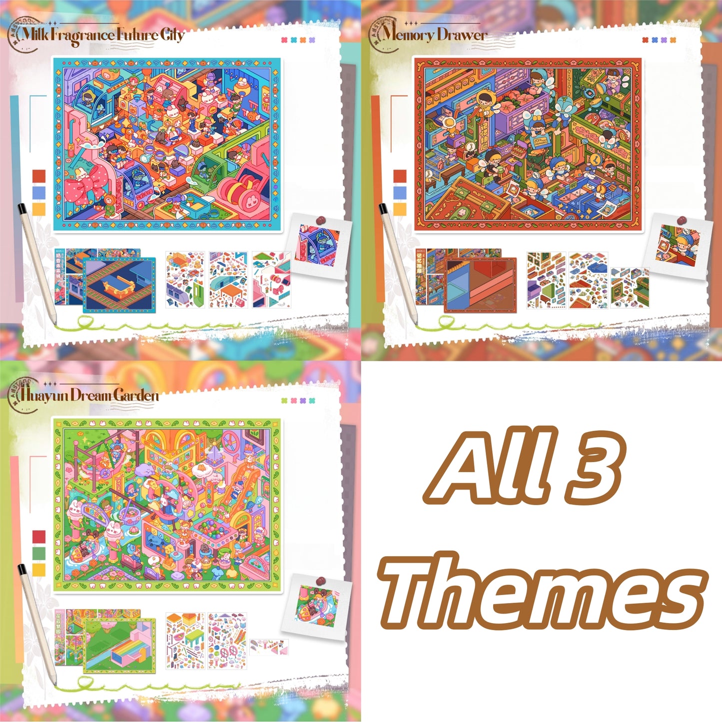 Whimsical World 3D Sticker | 3 Cute Miniature Scenes