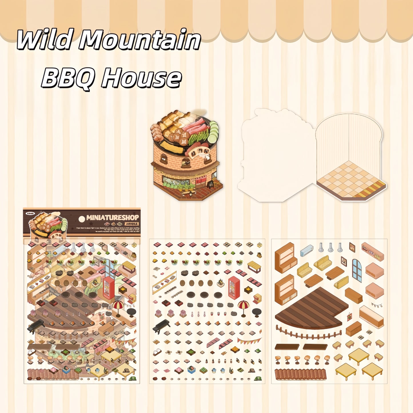 Restaurant Series 3D Sticker | 2 Cute Miniature Scenes