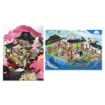 Sunset Whispers 3D Sticker | 2 Cute Miniature Scenes