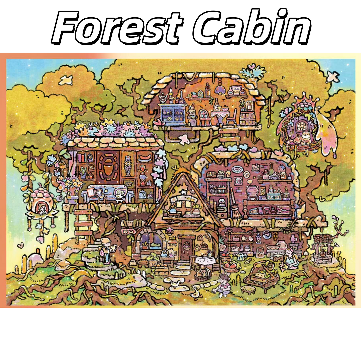 Fairy Tale Cottage 3D Sticker | 2 Cute Miniature Scenes