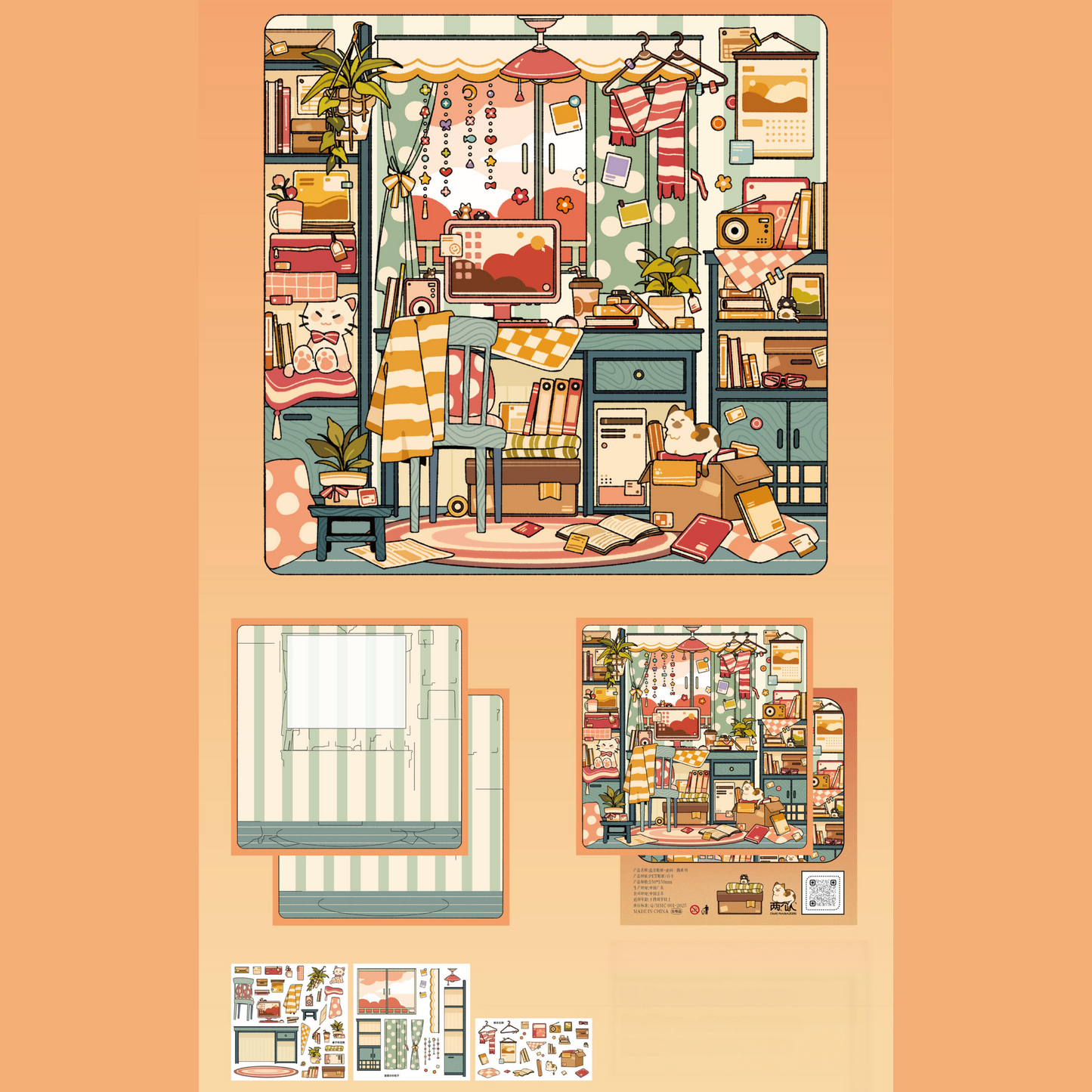 Cozy Nooks 3D Sticker | 4 Cute Miniature Scenes