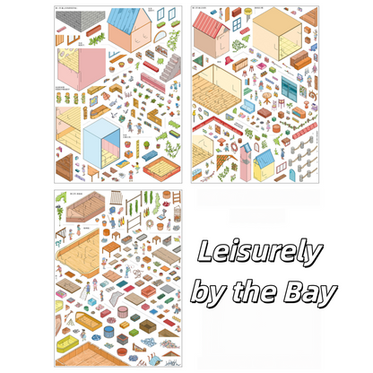 Enjoy Leisure Time 3D Sticker | 3 Cute Miniature Scenes