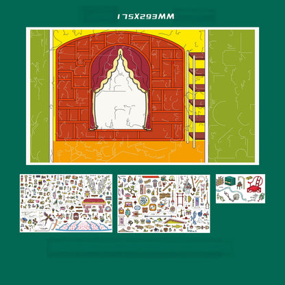 Treasures of the World 3D Sticker | 2 Cute Miniature Scenes