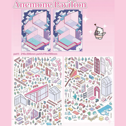 Botanical Retreats 3D Sticker | 4 Cute Miniature Scenes