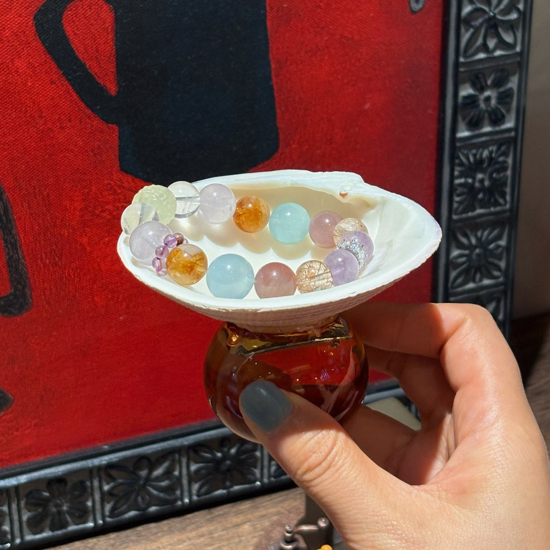 Natural Shell Colorful Glass Base Tray
