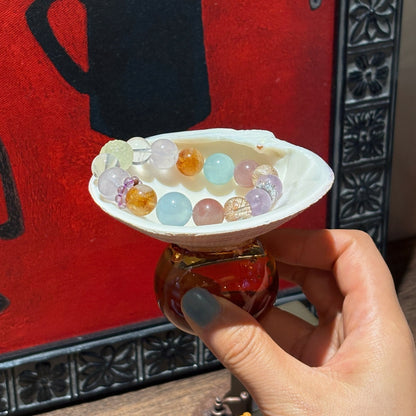 Natural Shell Colorful Glass Base Tray