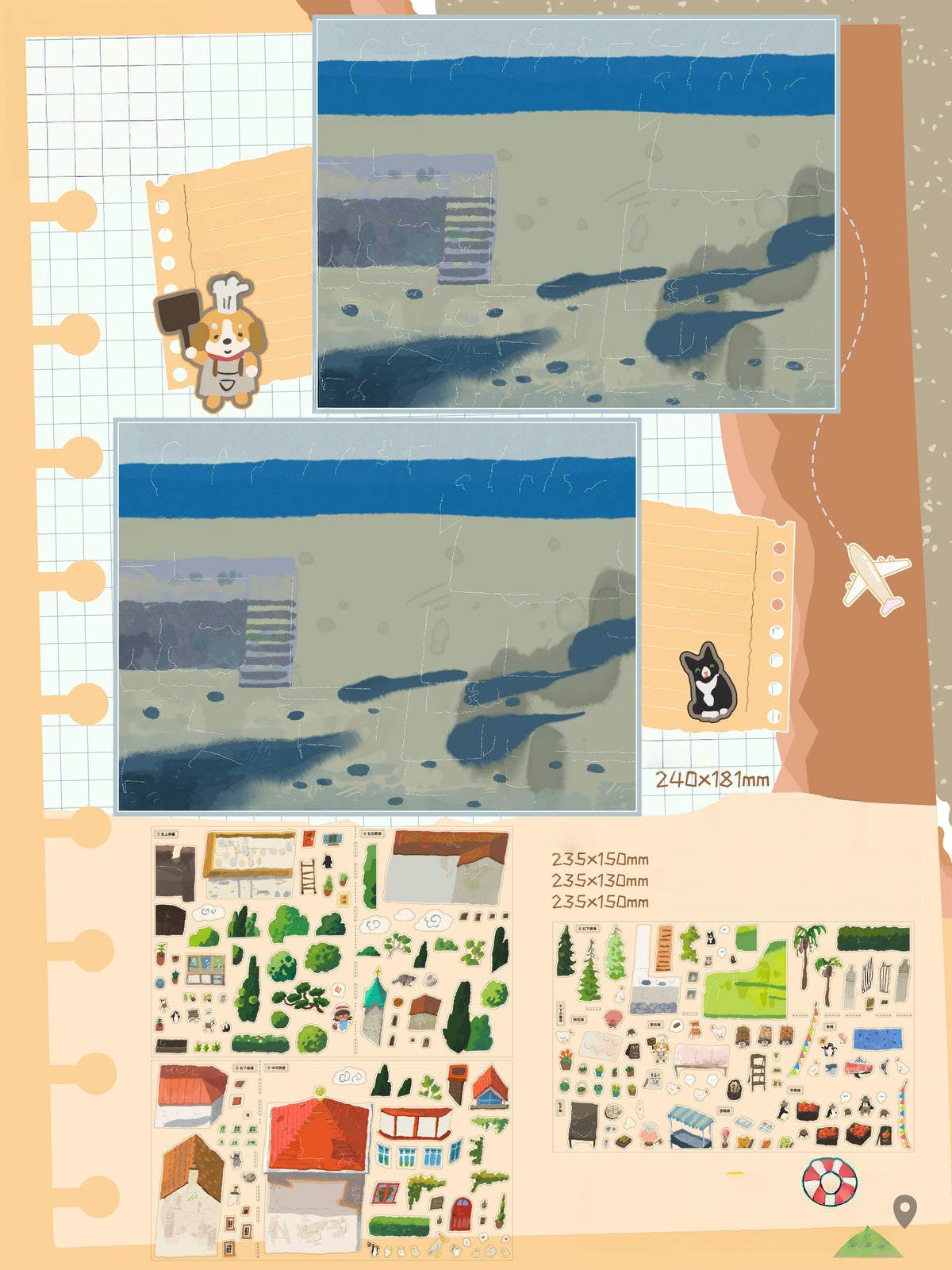 Slow Days 3D Sticker | 4 Cute Miniature Scenes