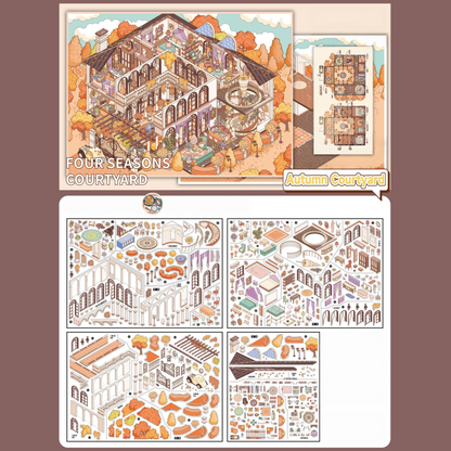 Four Seasons Courtyard 3D Sticker | 3 Cute Miniature Scenes